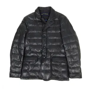 Etro Leather Padded Jacket Black Medium