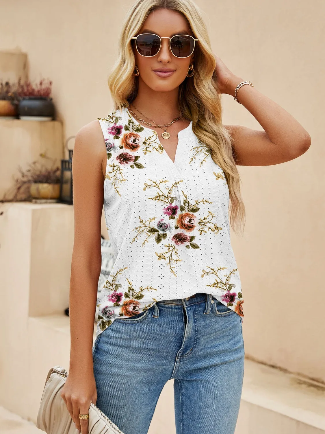 Eyelet Printed Notched Tank