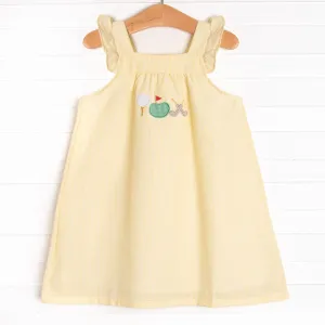 Fairway Fun Applique Dress, Yellow