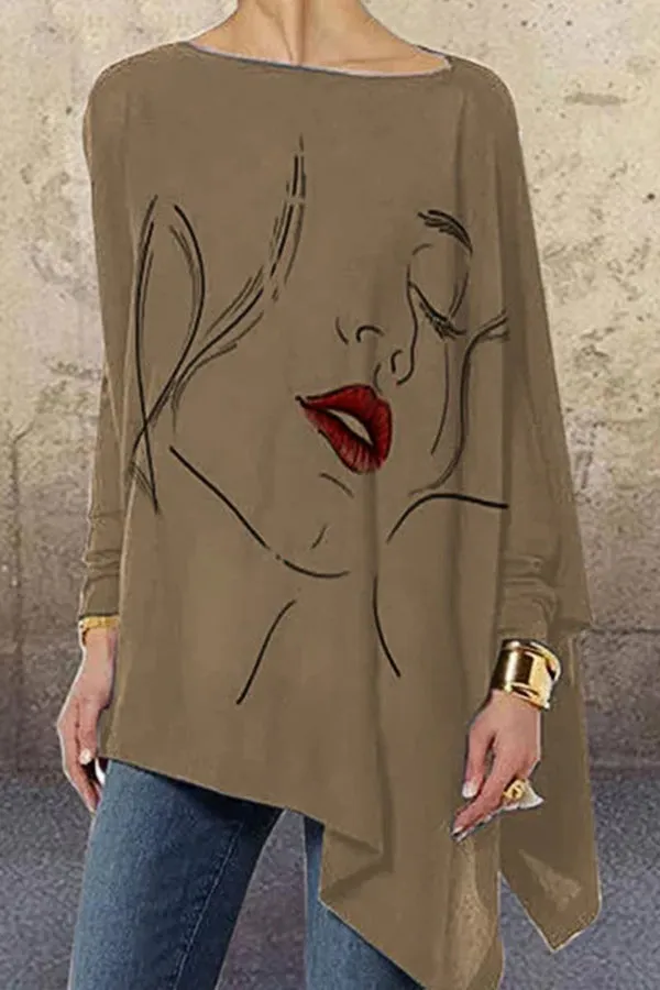 Fashion Printed Long-sleeved Printed T-shirt