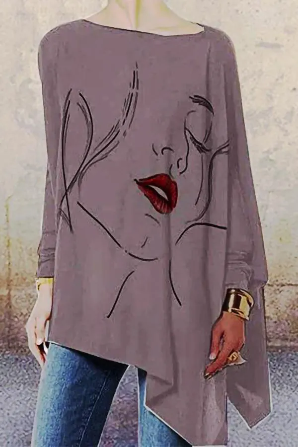 Fashion Printed Long-sleeved Printed T-shirt