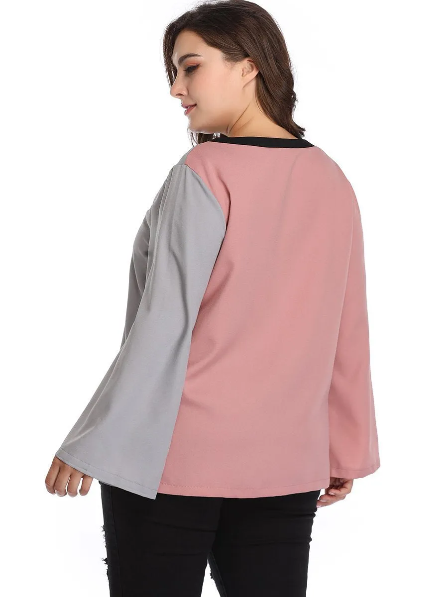 Fashion XL Personality Irregular Stitching Long Sleeve Shirt