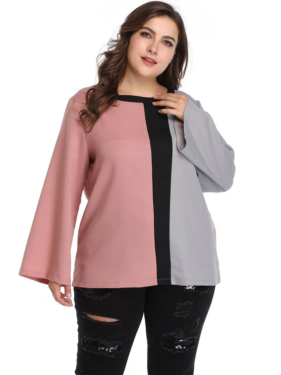 Fashion XL Personality Irregular Stitching Long Sleeve Shirt