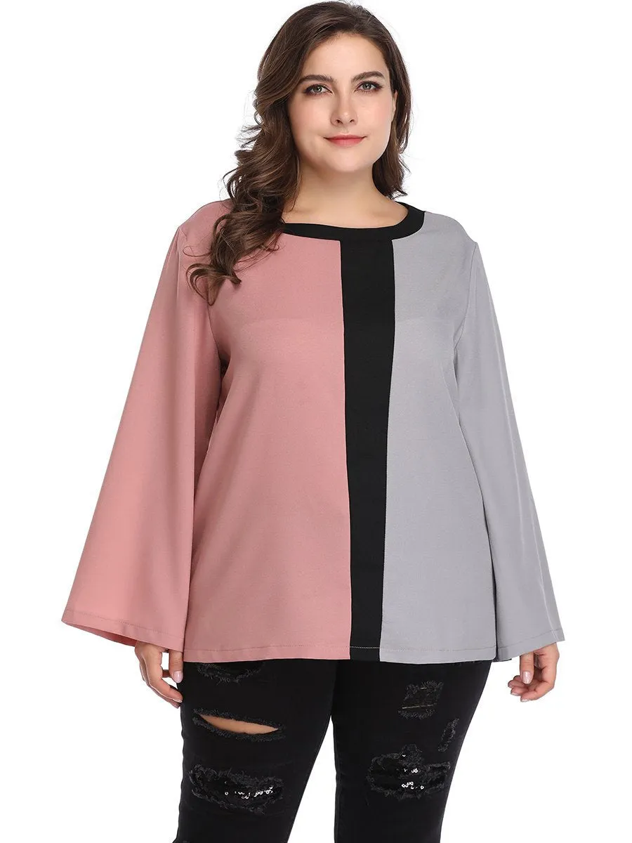 Fashion XL Personality Irregular Stitching Long Sleeve Shirt