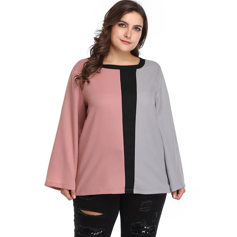 Fashion XL Personality Irregular Stitching Long Sleeve Shirt