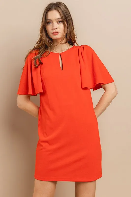 Faye Solid Tangerine Dress -Small Only!