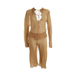 Fendi Tan Sheer Pant Set
