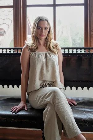 Fiji Ruffled Tank - Sand