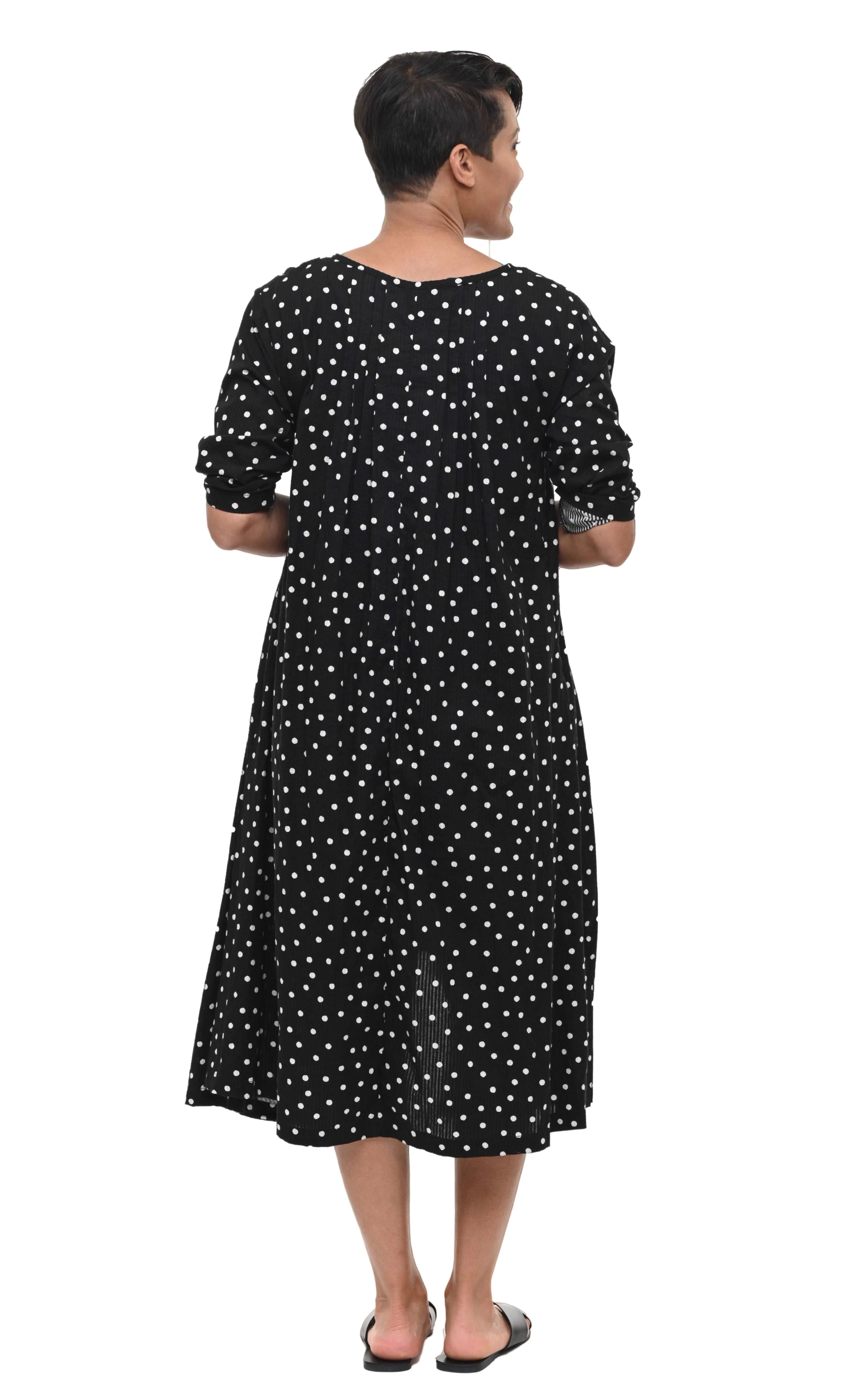 FINAL SALE CV49 Lexi Dress in Black White Seersucker Dot*