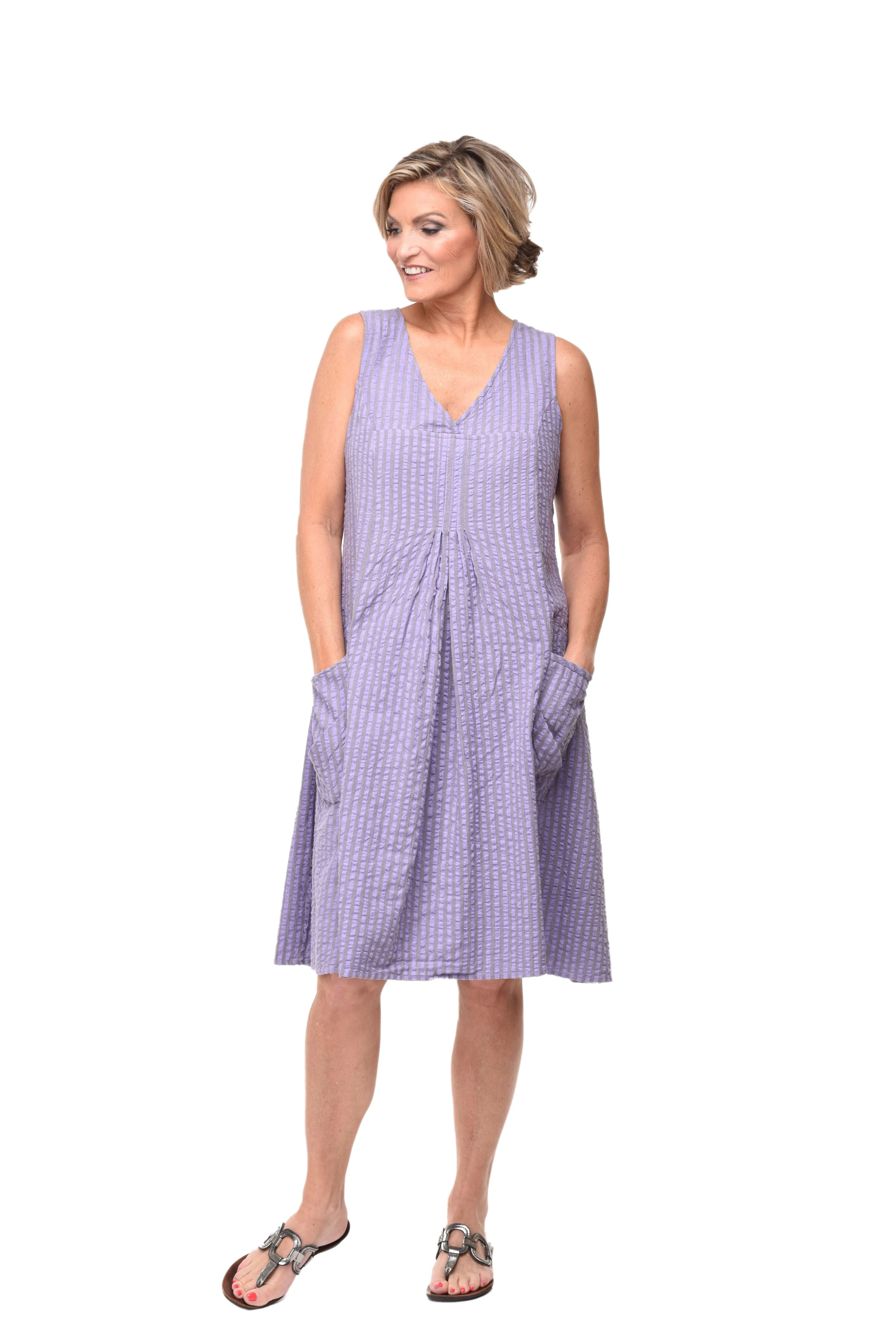 FINAL SALE CV656 Poppie Dress in Sully Seersucker Stripe*