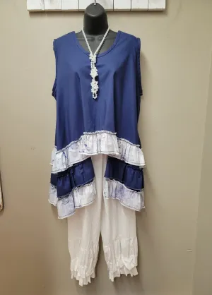 FINAL SALE WAS $142.00 Fiona Top in Navy Lagenlook OS YouBou2