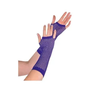 Fishnet Gloves Long Purple