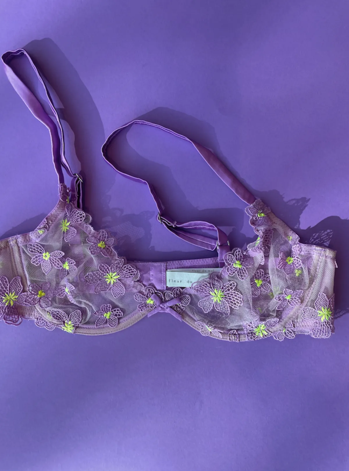 Fleur du Mal: Petal Embroidery Bra - 32D, 32DD