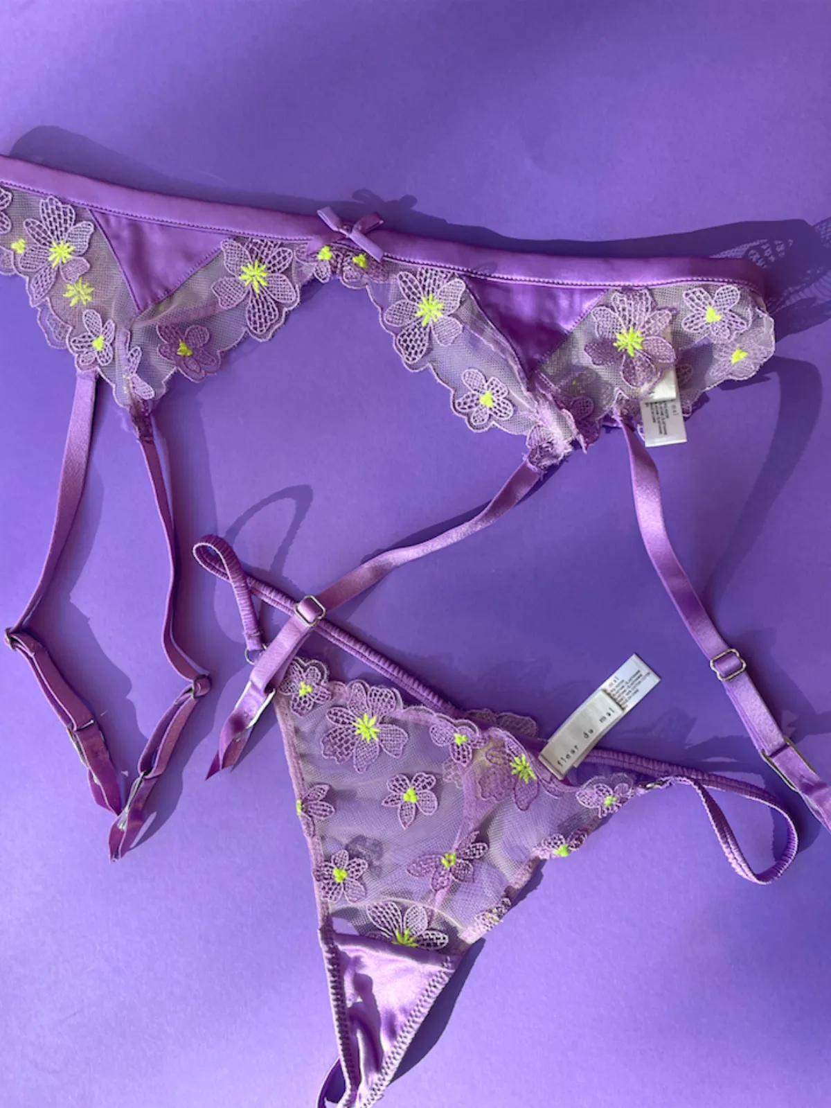 Fleur du Mal: Petal Embroidery Garter Belt - XS, S, Last Ones!