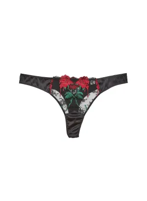 Fleur du Mal Vampire Rose Embroidery Thong