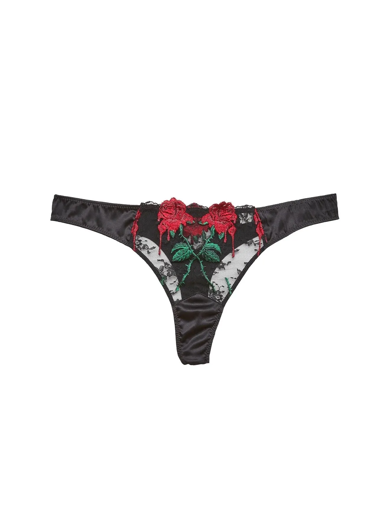 Fleur du Mal Vampire Rose Embroidery Thong