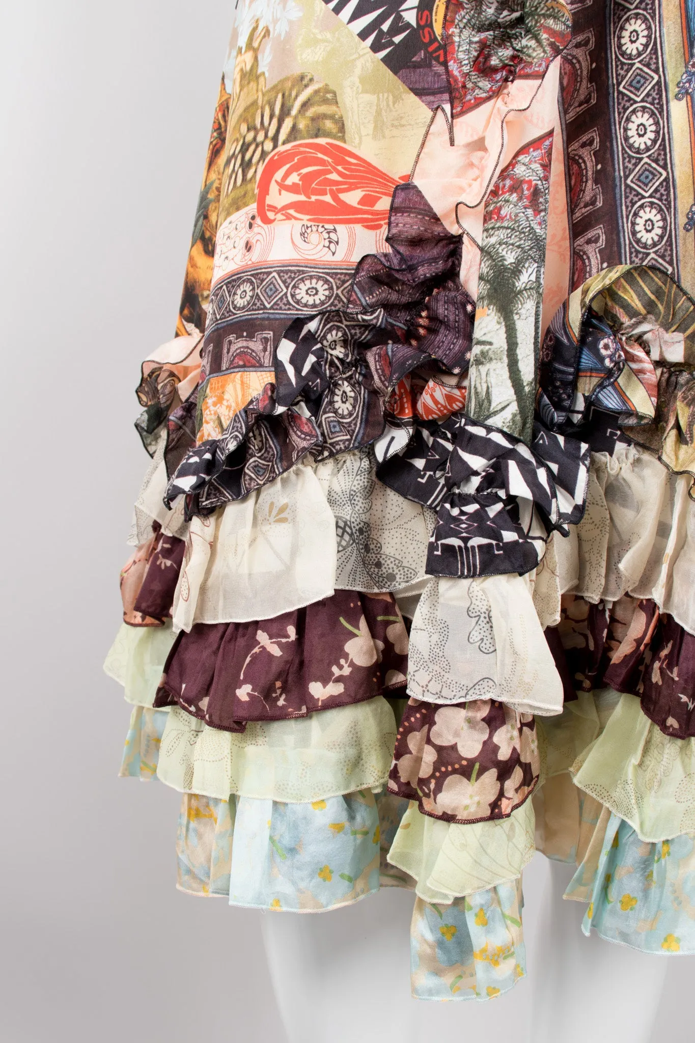 Floral Collage Print Ruffle Skirt