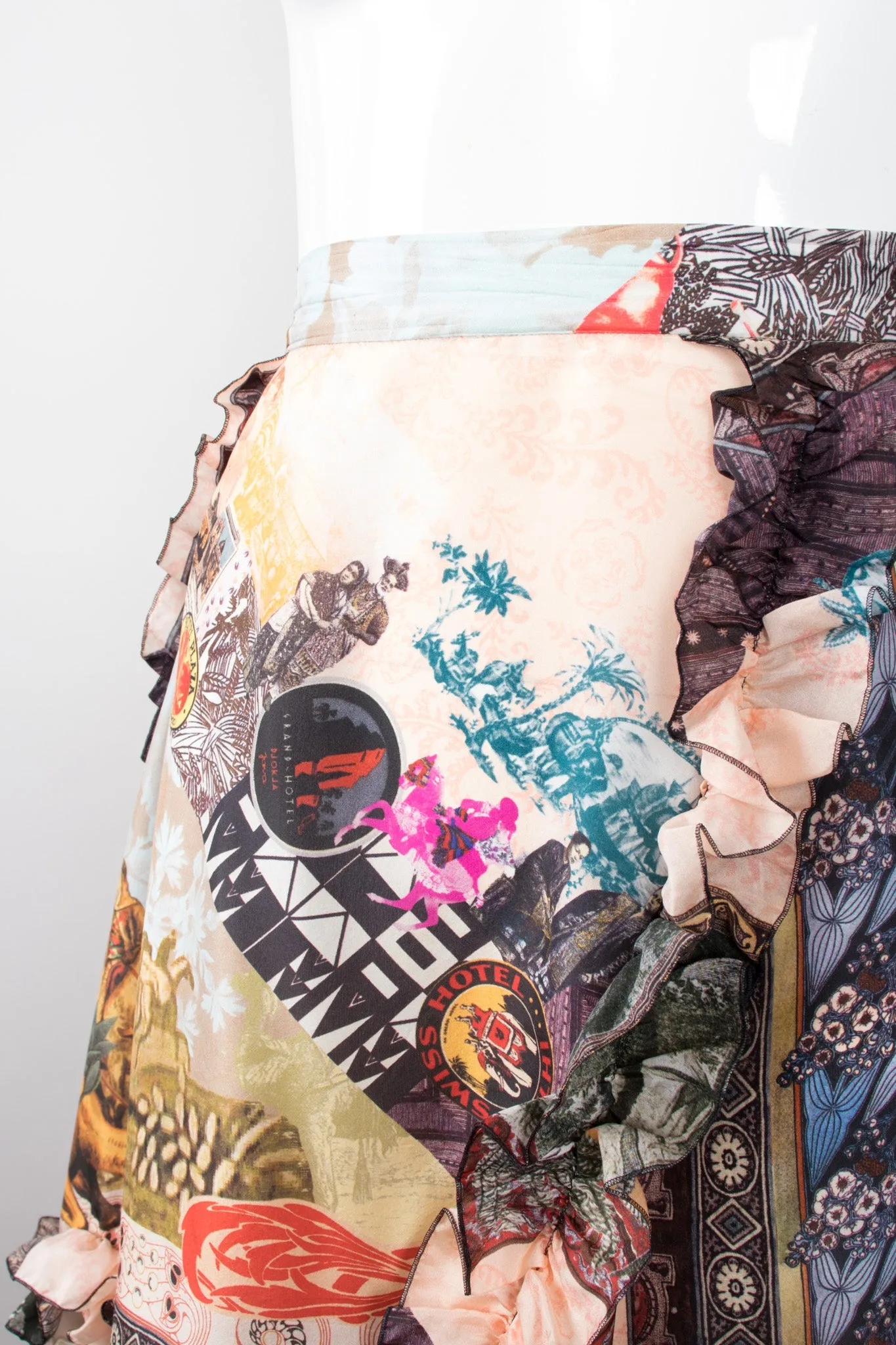 Floral Collage Print Ruffle Skirt