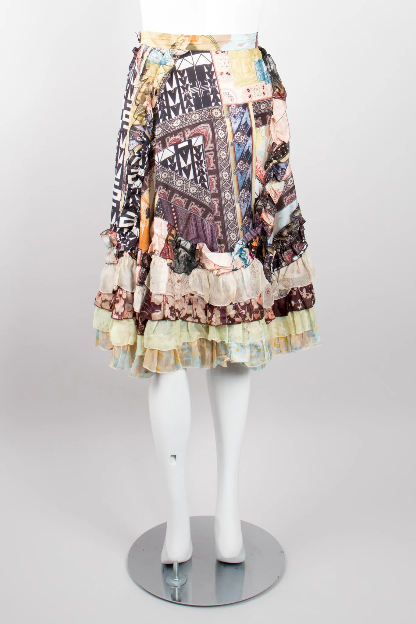 Floral Collage Print Ruffle Skirt
