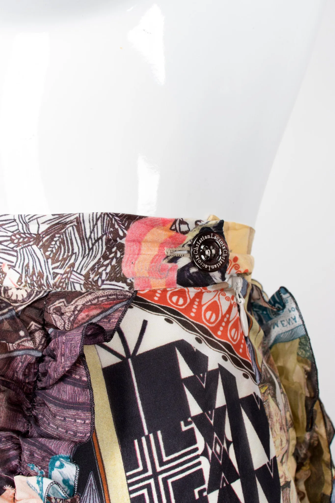 Floral Collage Print Ruffle Skirt
