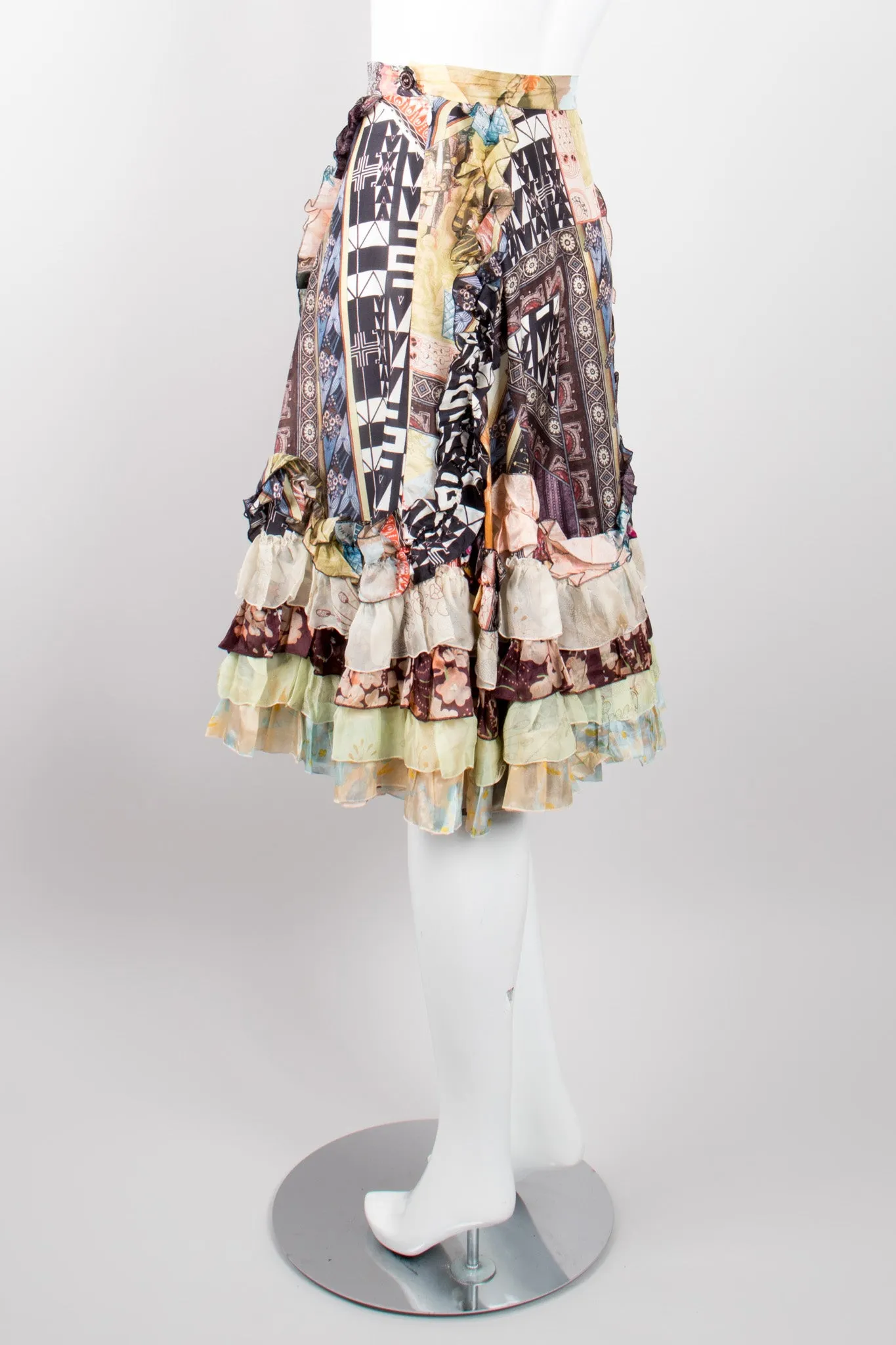 Floral Collage Print Ruffle Skirt