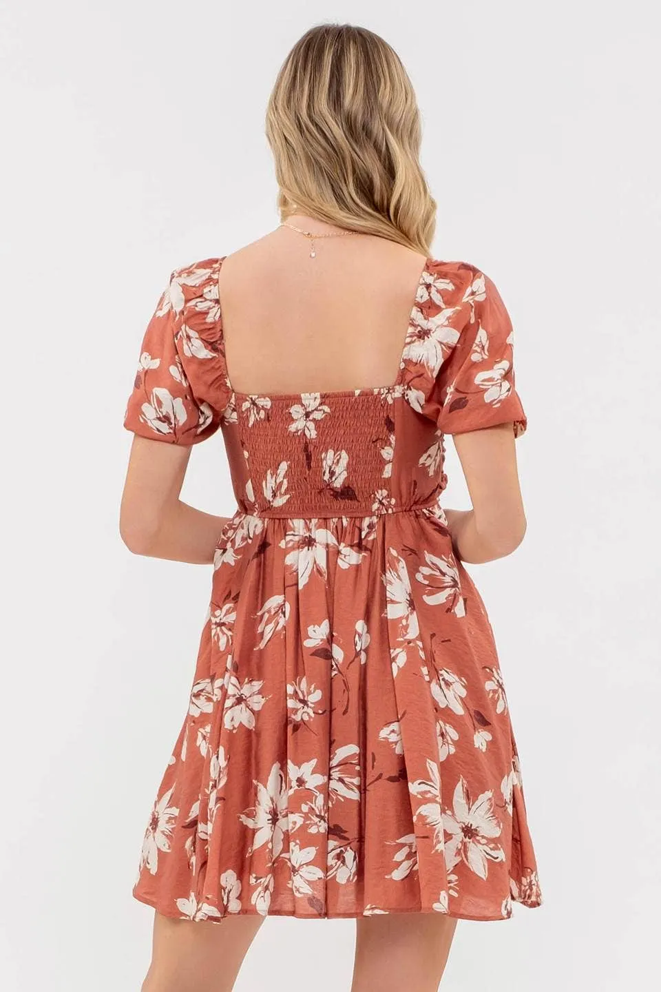 Floral Puff Sleeve Mini Dress