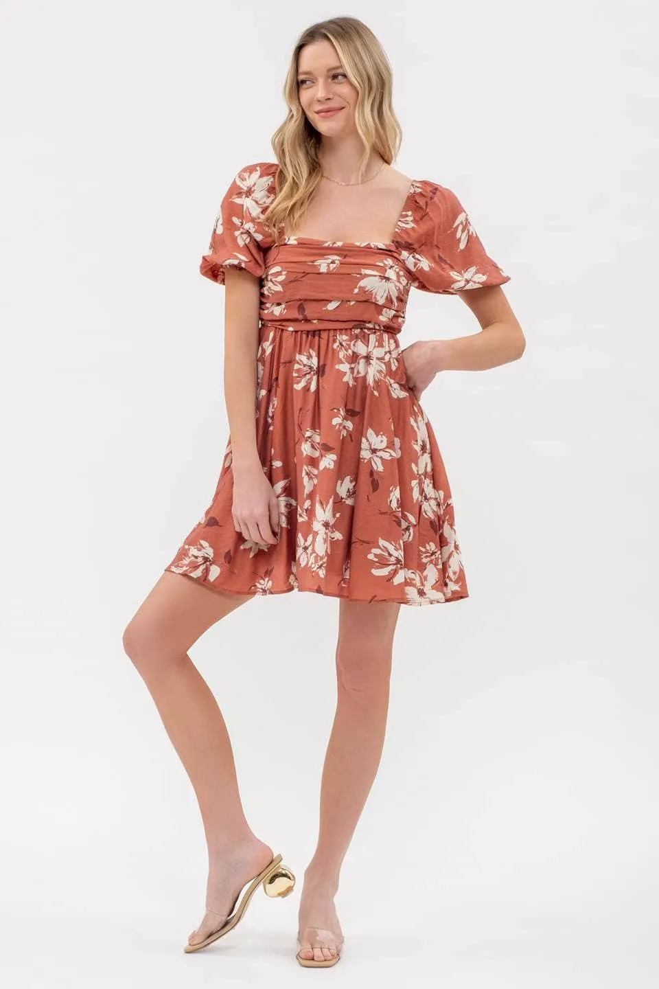 Floral Puff Sleeve Mini Dress
