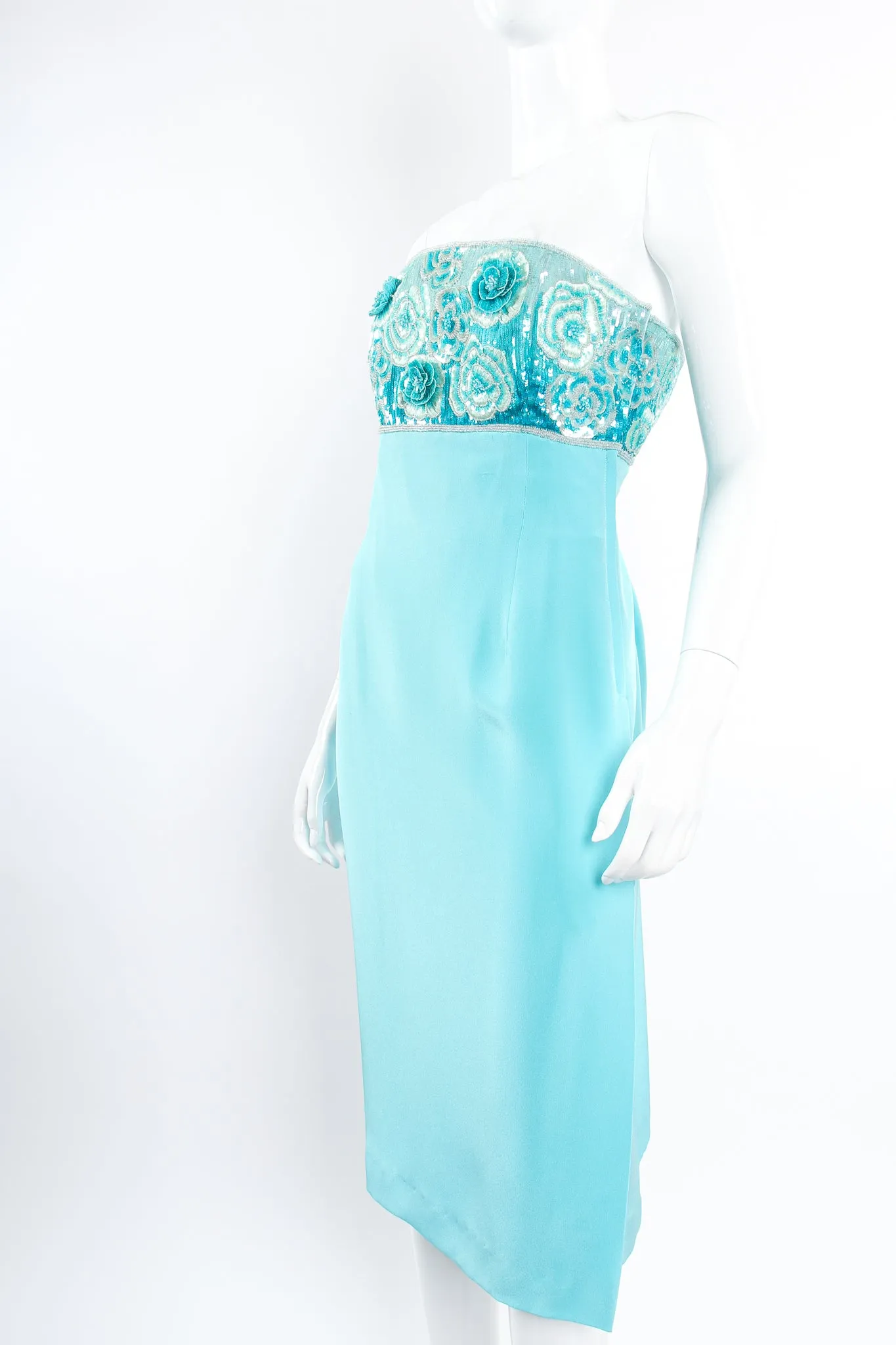 Floral Sequined Strapless Cocktail Sheath
