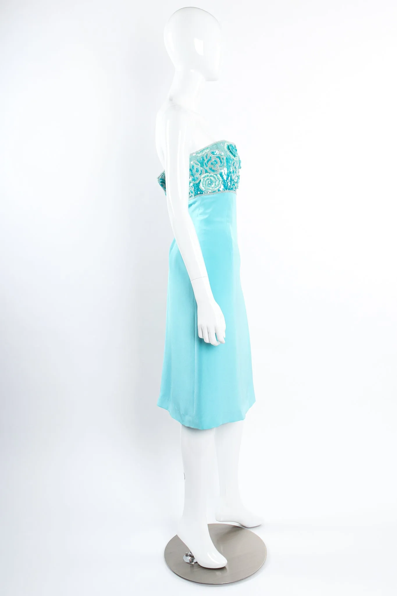 Floral Sequined Strapless Cocktail Sheath