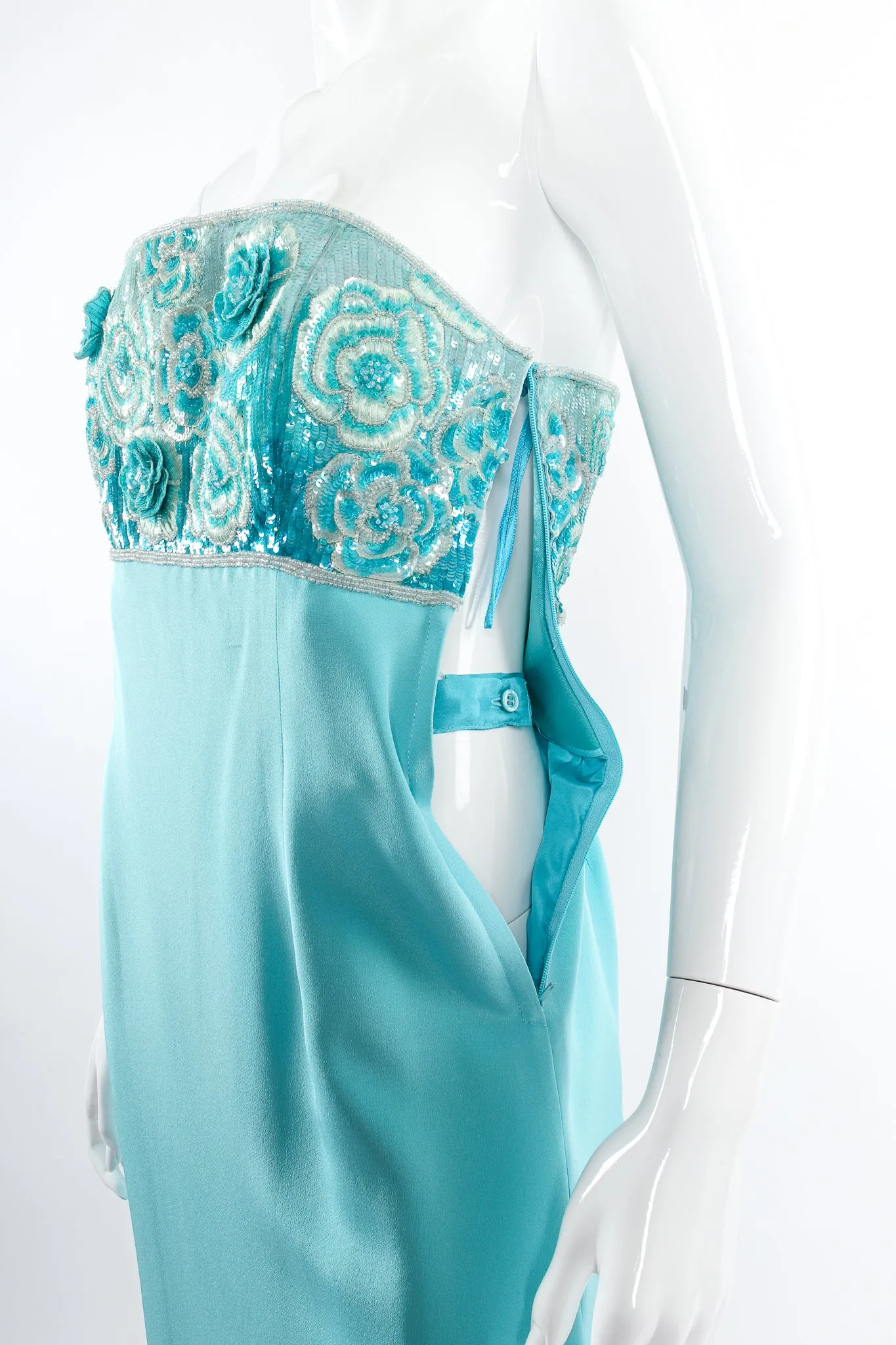 Floral Sequined Strapless Cocktail Sheath