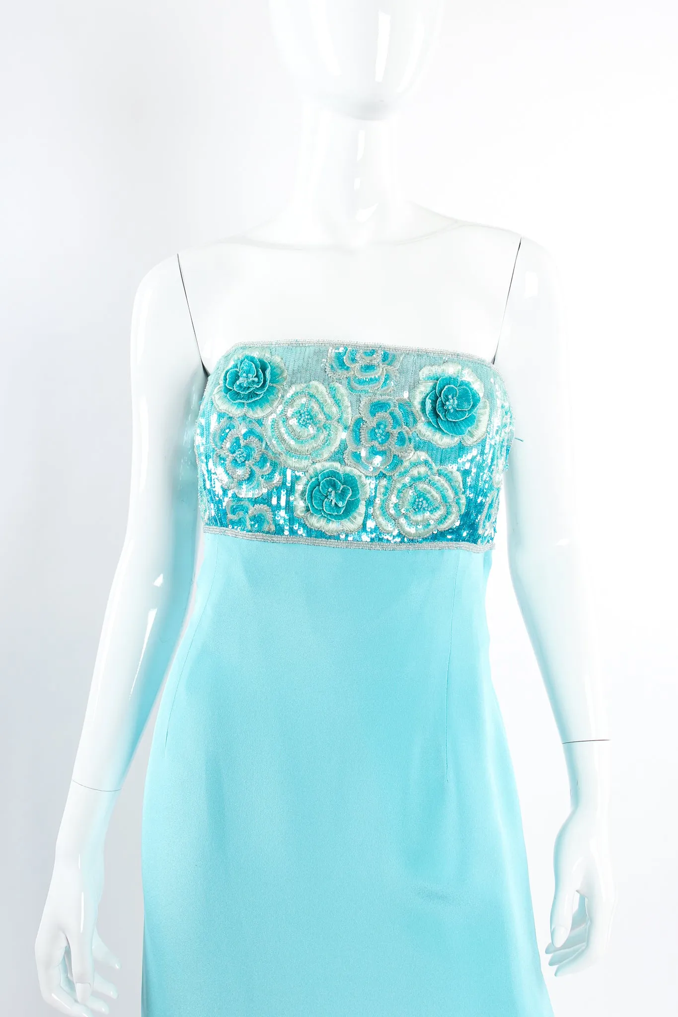 Floral Sequined Strapless Cocktail Sheath