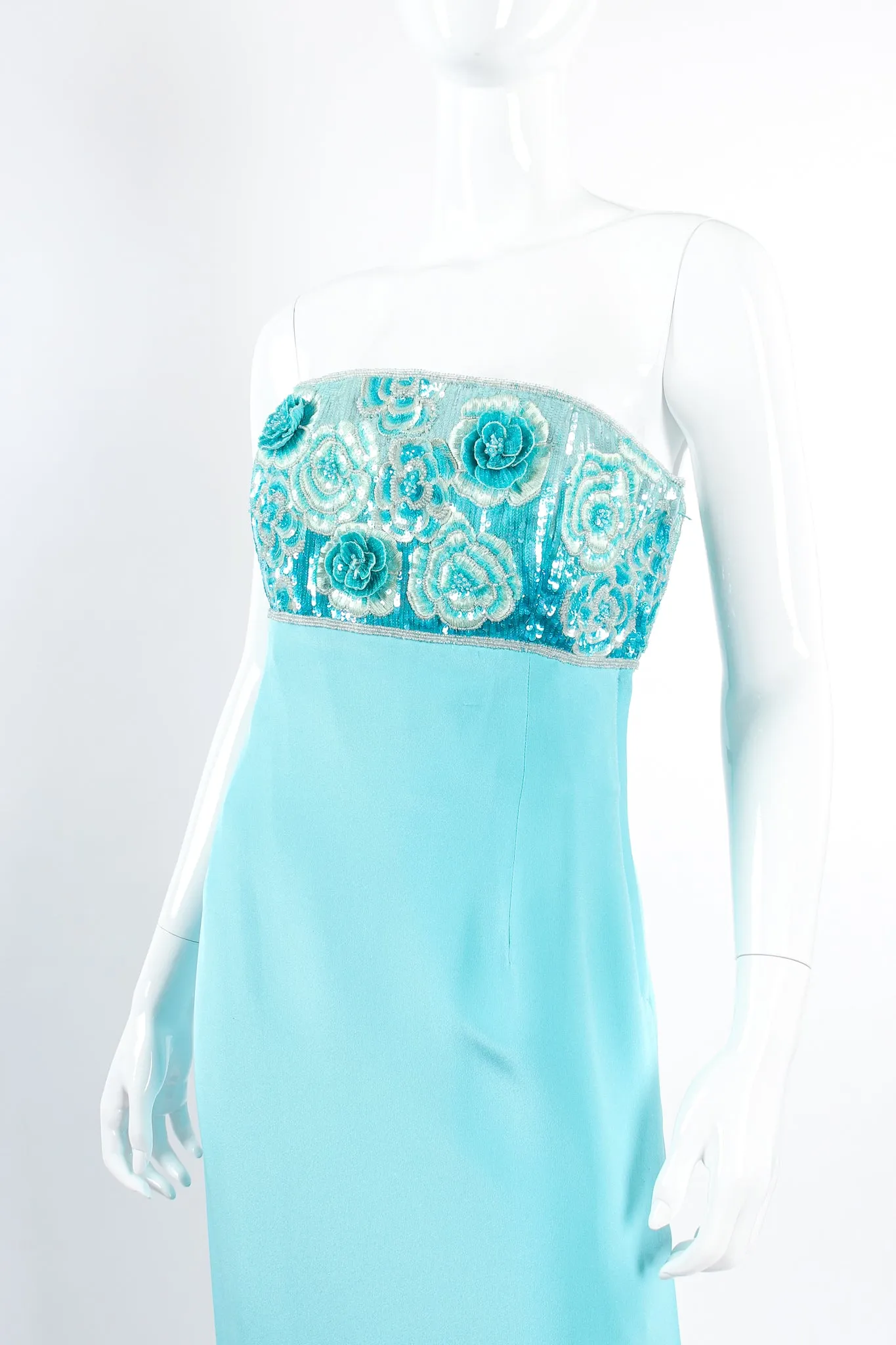 Floral Sequined Strapless Cocktail Sheath