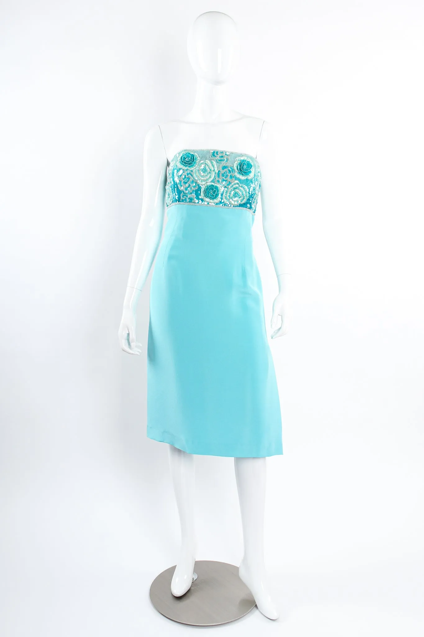 Floral Sequined Strapless Cocktail Sheath