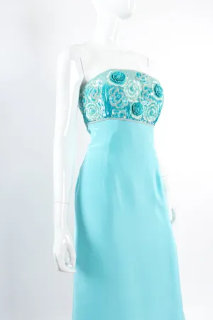 Floral Sequined Strapless Cocktail Sheath