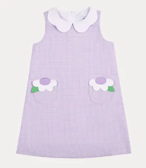 Florence Eiseman Check Seersucker Dress with Pockets and Flowers