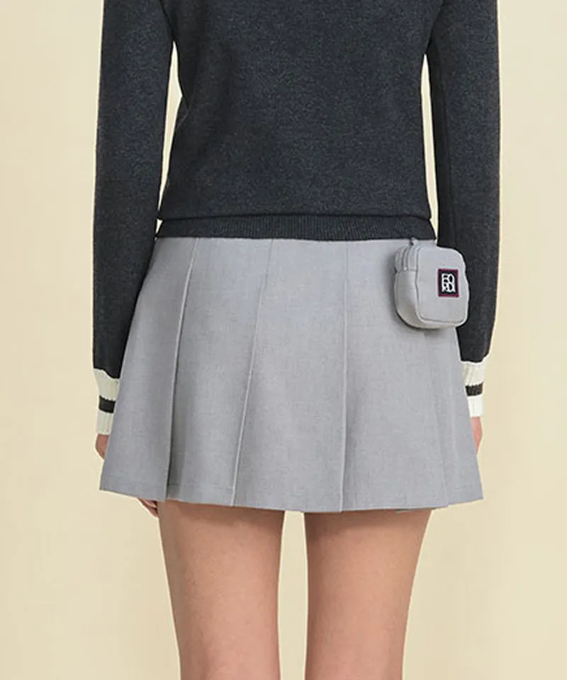 FORDI Ball Pocket Wool Pleated Skirt - Gray