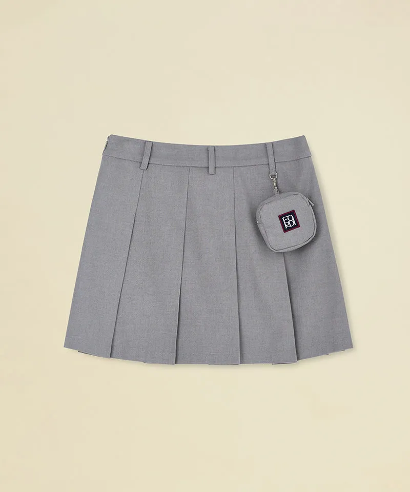 FORDI Ball Pocket Wool Pleated Skirt - Gray