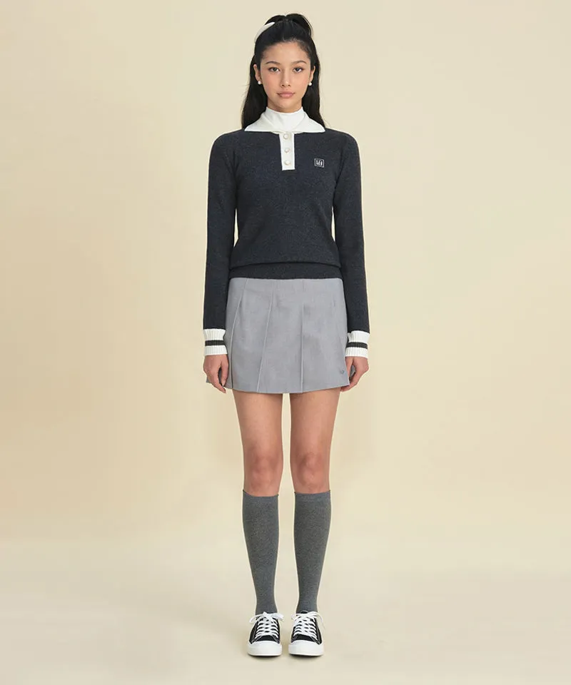 FORDI Ball Pocket Wool Pleated Skirt - Gray