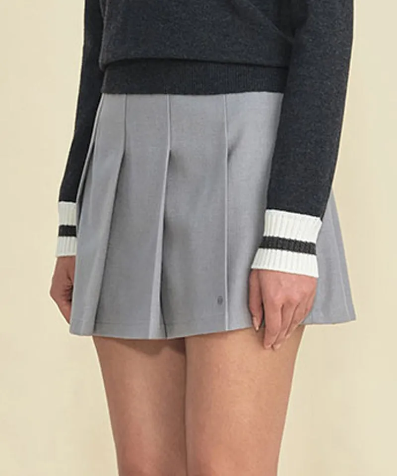 FORDI Ball Pocket Wool Pleated Skirt - Gray