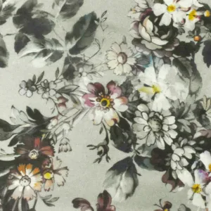 Forest Gray-Brown-Multi Famous Designer Floral Printed Silk Chiffon Fabric