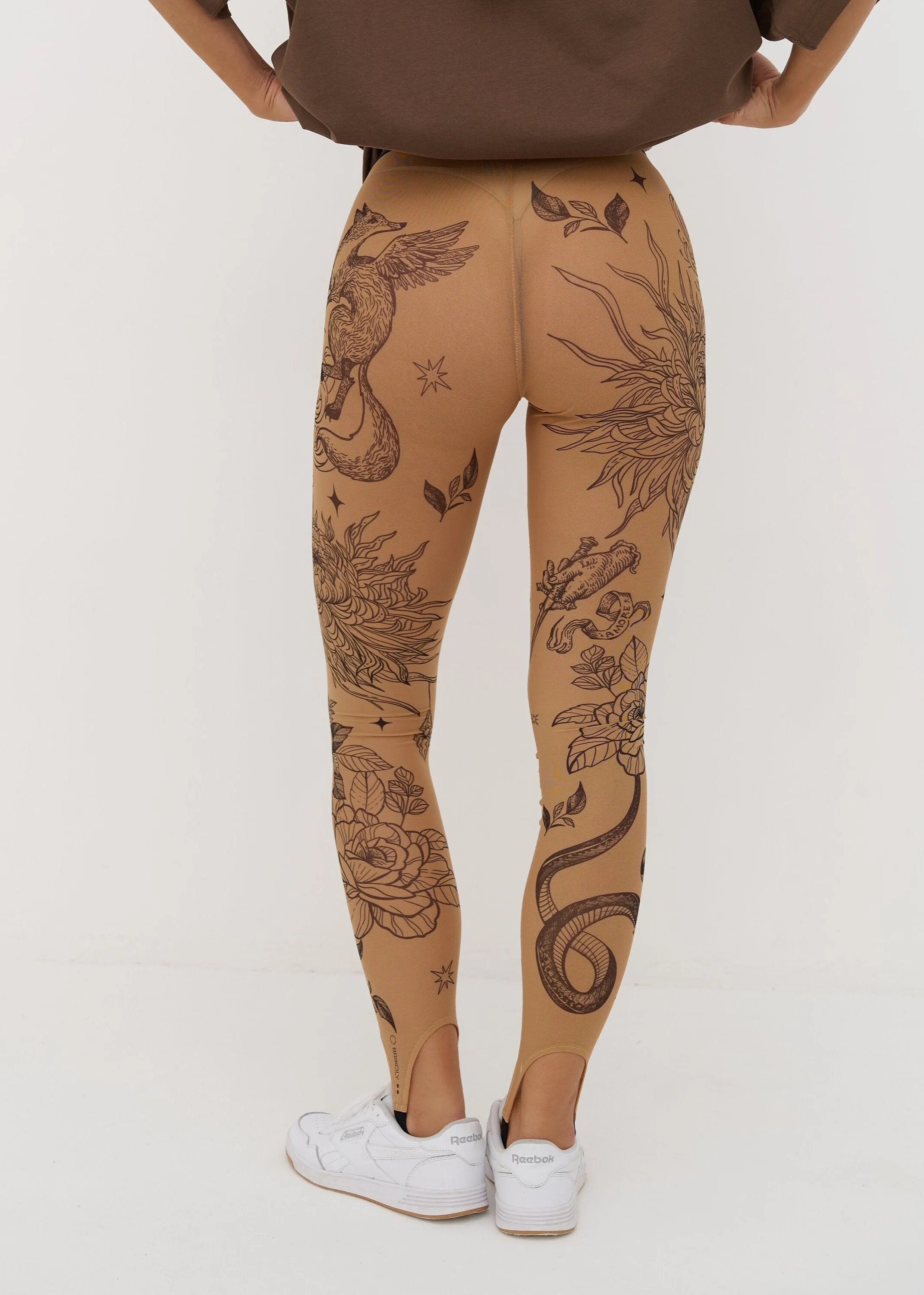 Fox Sheer Mesh Tattoo Effect Leggings for Women – Bold & Stylish