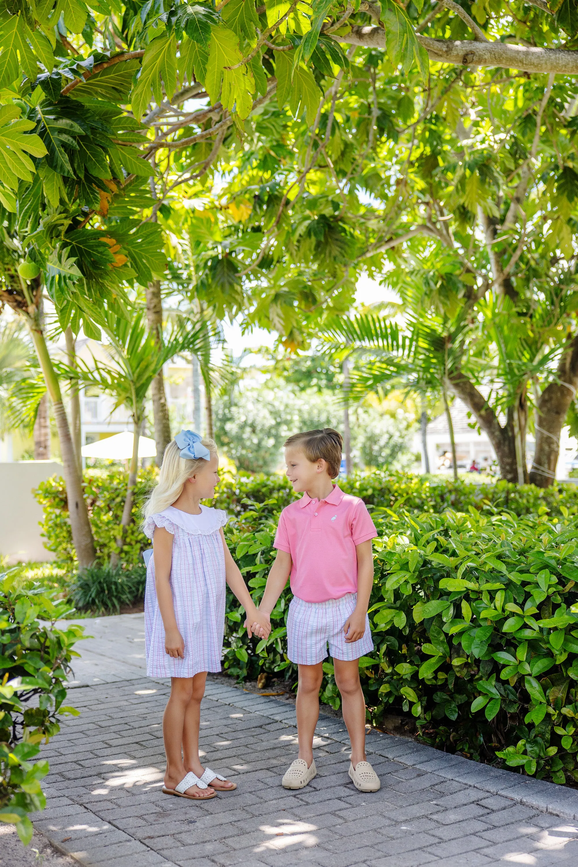 Franny Frock - Beale Street Blue and Hamptons Hot Pink Sewanee Seersucker with Worth Avenue White