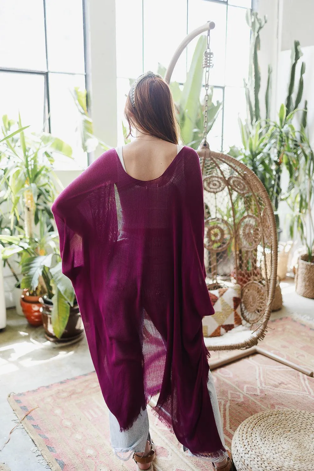 Frayed Trim Kimono - 13 colors