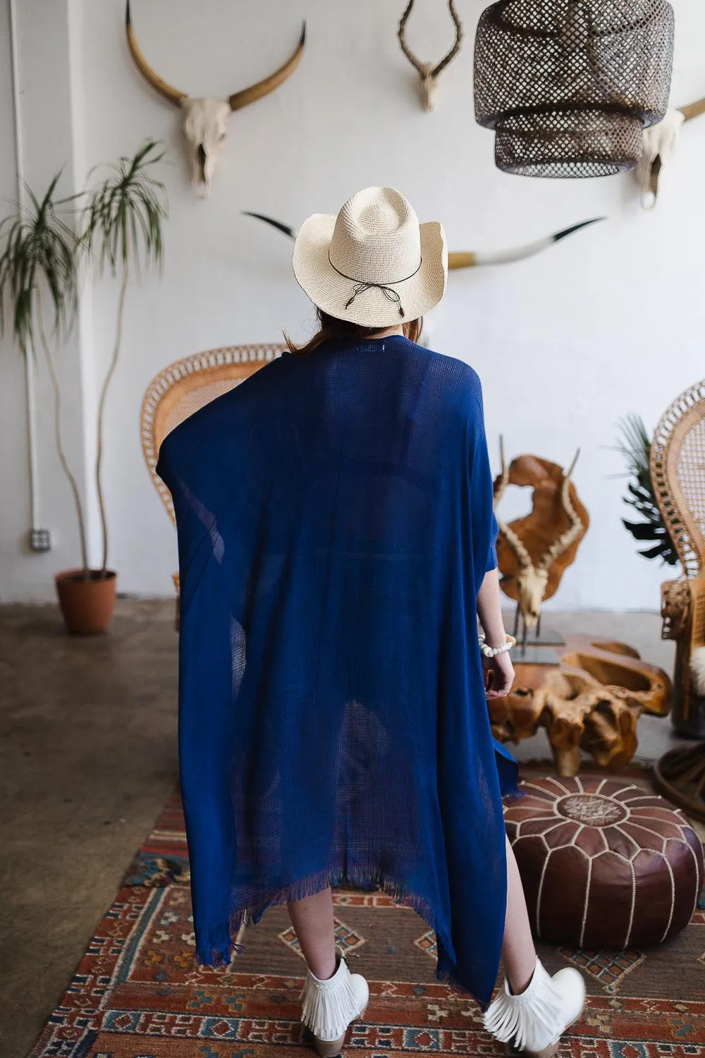 Frayed Trim Kimono - 13 colors