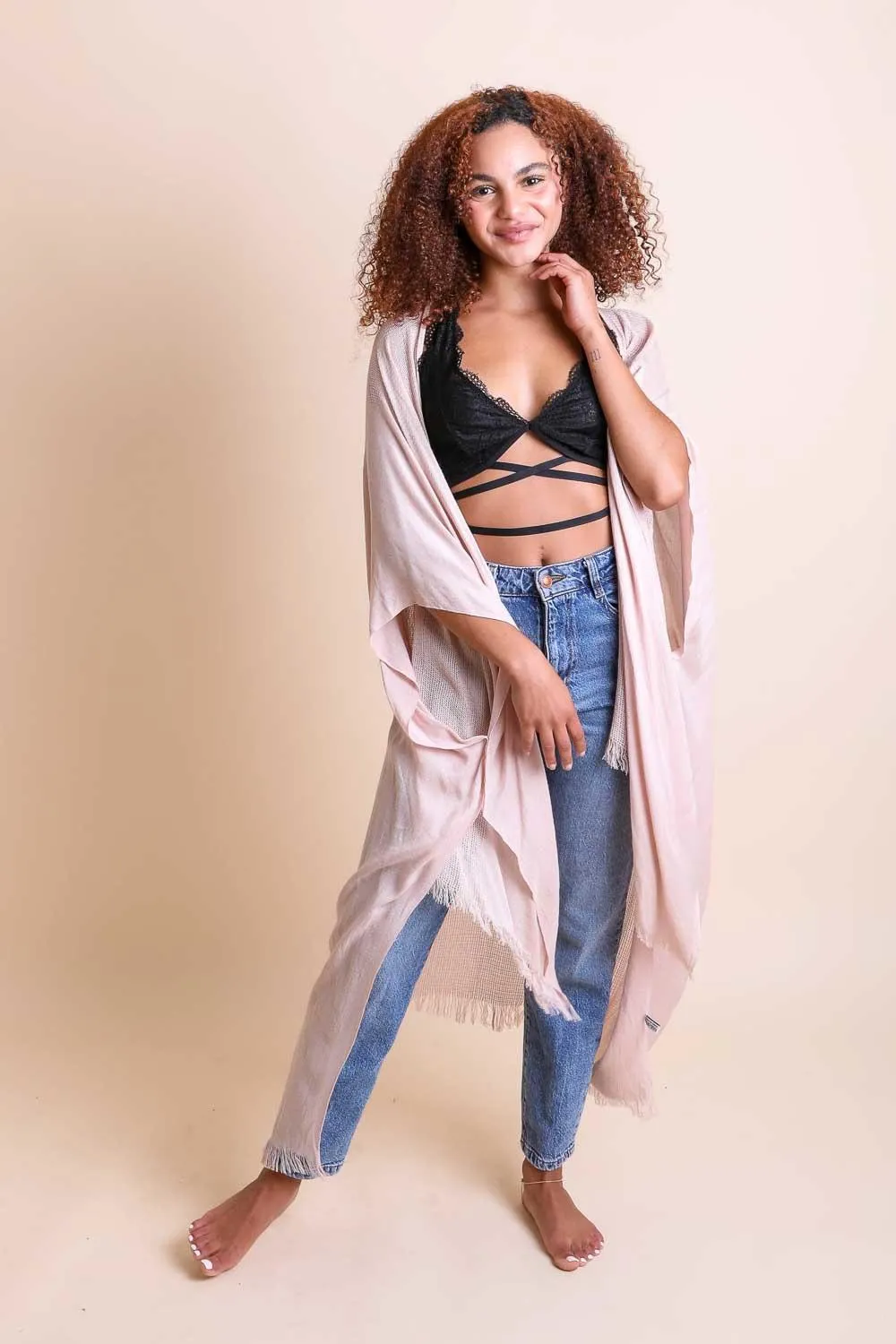Frayed Trim Kimono - 13 colors