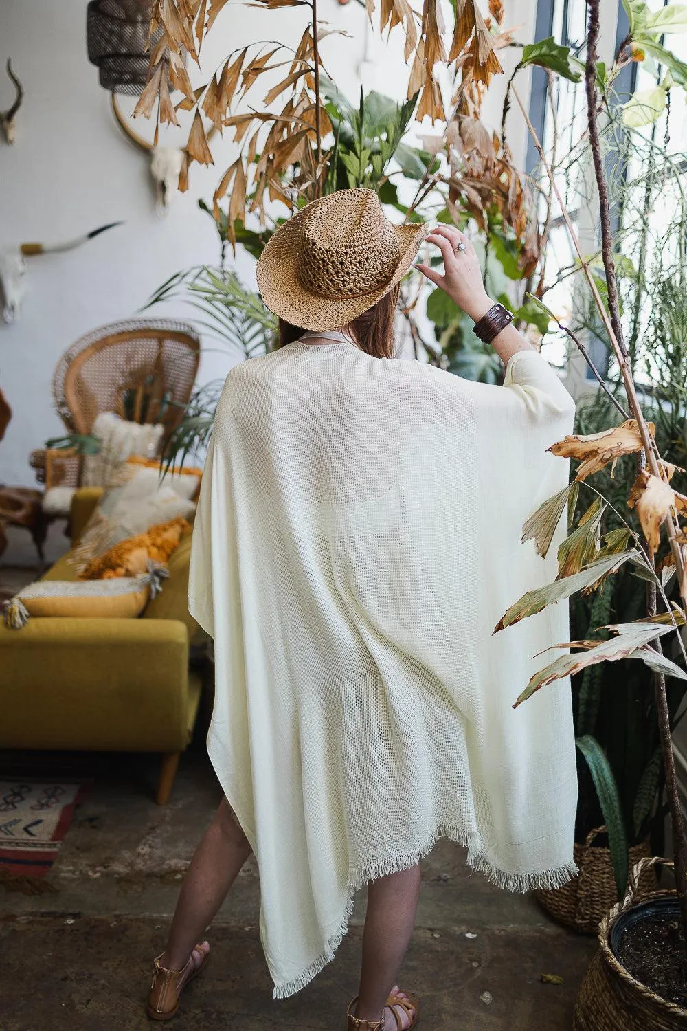 Frayed Trim Kimono - 13 colors