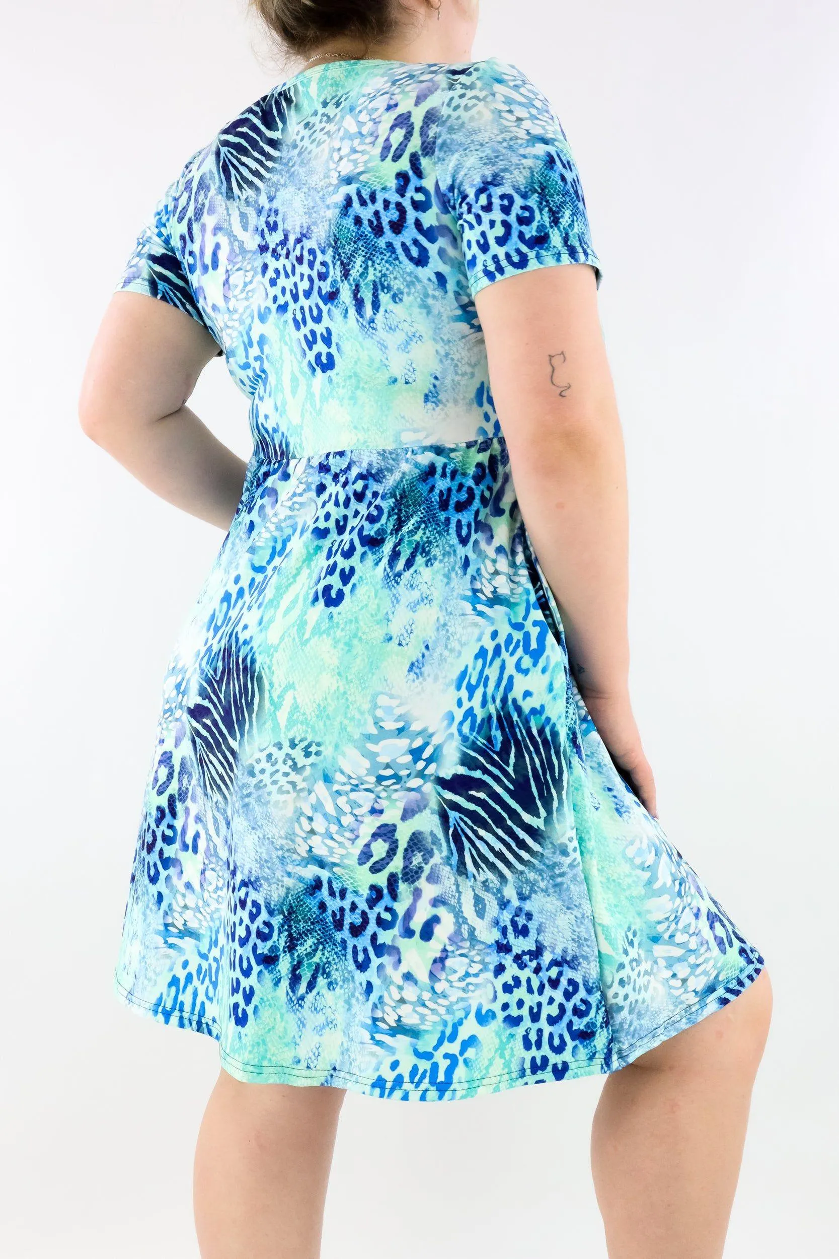 Frozen Chimera - Short Sleeve Skater Dress - Knee Length - Side Pockets