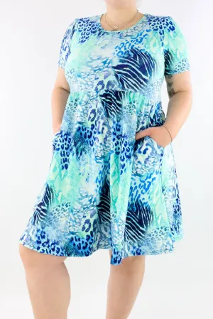 Frozen Chimera - Short Sleeve Skater Dress - Knee Length - Side Pockets