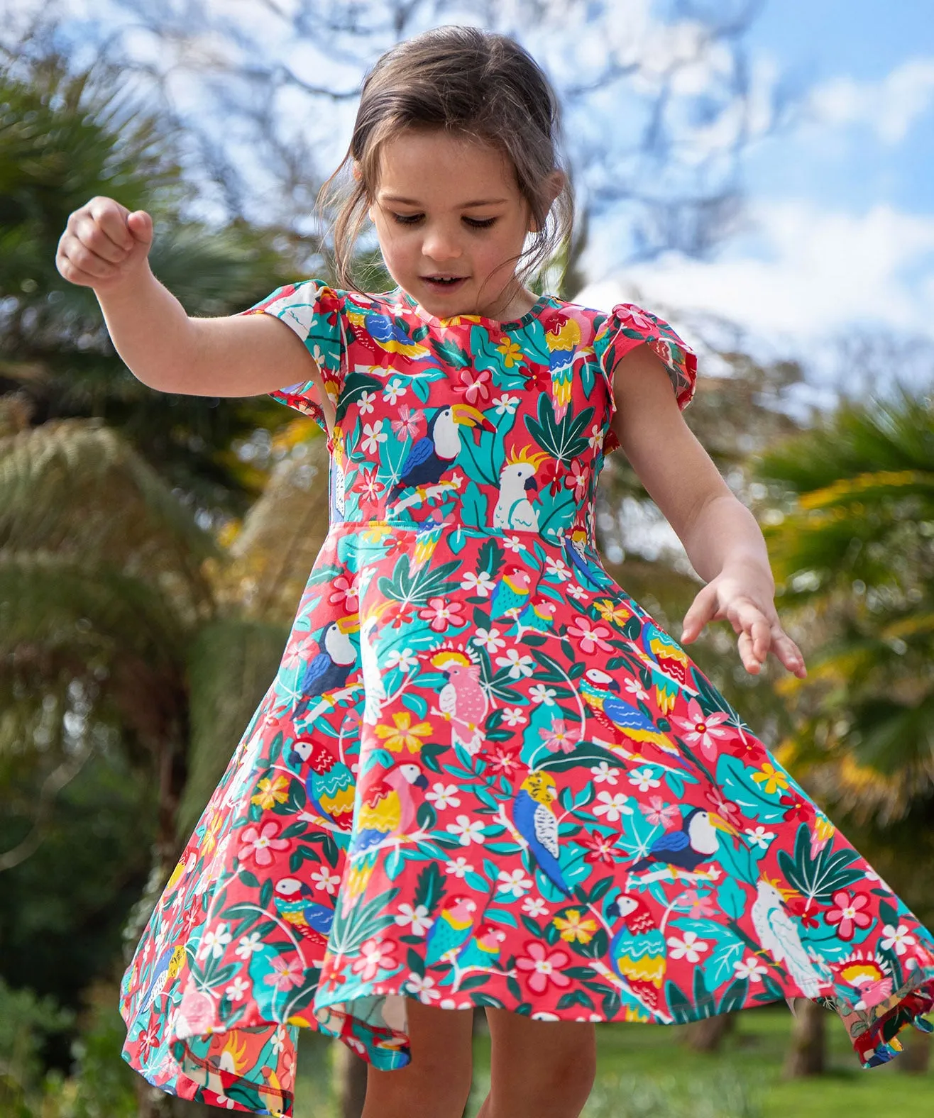 Frugi Morwenna Skater Dress - Birds Of Paradise