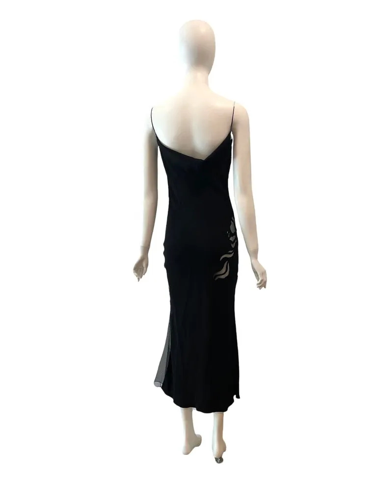 F/W 2000 John Galliano Silk Dress with Floral Sheer Panels